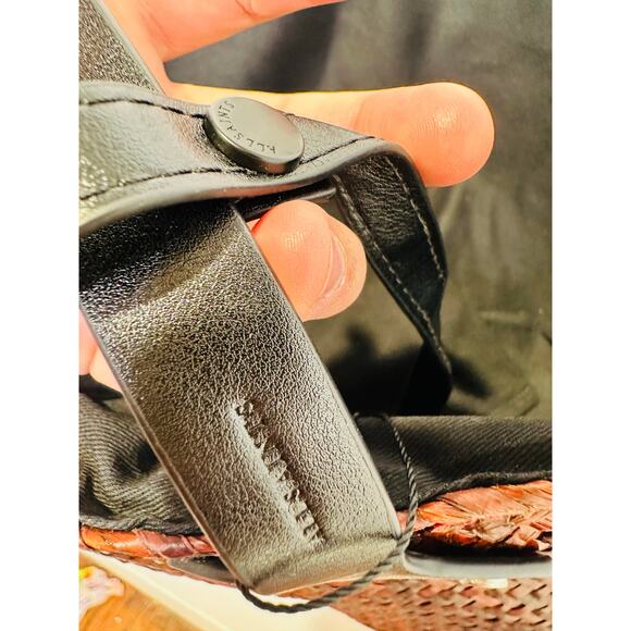 ALLSAINTS Women's Red Black Straw Woven Mosley Open Tote Handbag - Picture 13 of 14